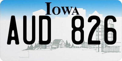 IA license plate AUD826