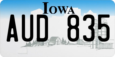 IA license plate AUD835