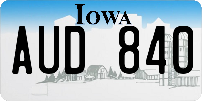 IA license plate AUD840