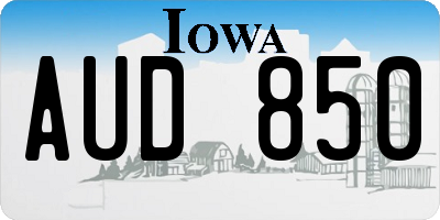 IA license plate AUD850