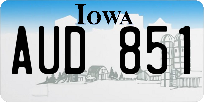IA license plate AUD851