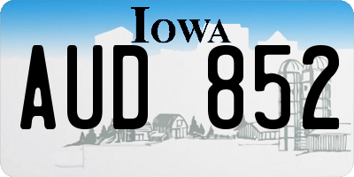 IA license plate AUD852