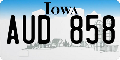 IA license plate AUD858