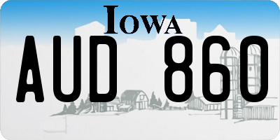 IA license plate AUD860