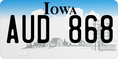 IA license plate AUD868