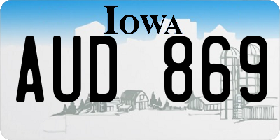 IA license plate AUD869