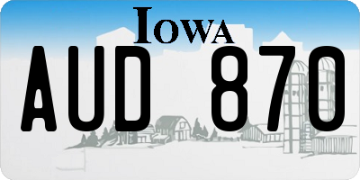 IA license plate AUD870