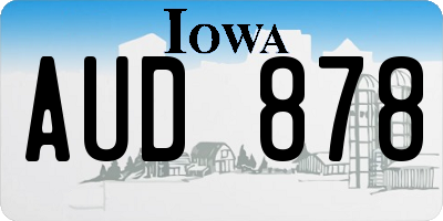 IA license plate AUD878