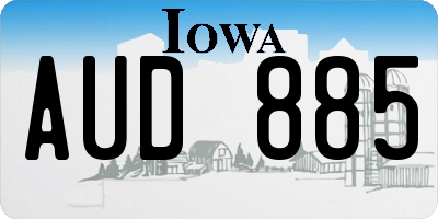 IA license plate AUD885