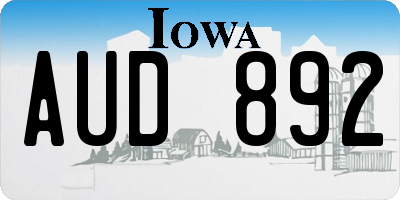 IA license plate AUD892