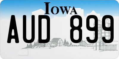 IA license plate AUD899