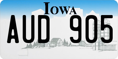 IA license plate AUD905