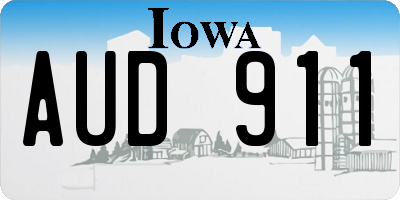IA license plate AUD911