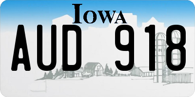 IA license plate AUD918