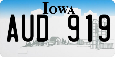 IA license plate AUD919