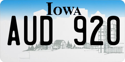 IA license plate AUD920