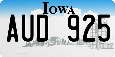 IA license plate AUD925