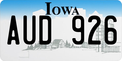 IA license plate AUD926