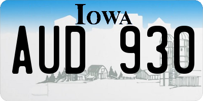 IA license plate AUD930