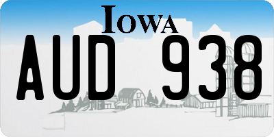 IA license plate AUD938