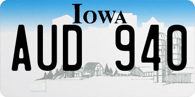IA license plate AUD940