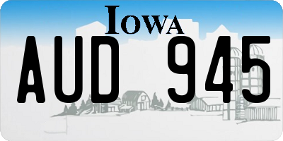 IA license plate AUD945