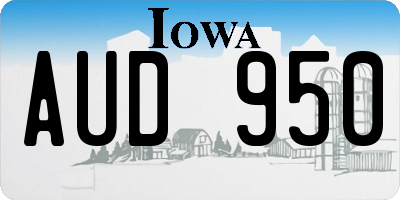 IA license plate AUD950