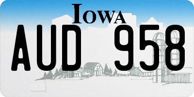 IA license plate AUD958