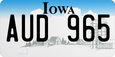 IA license plate AUD965