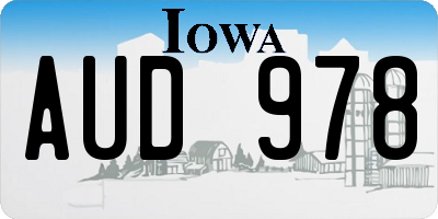 IA license plate AUD978