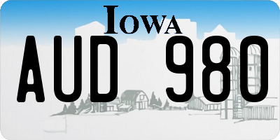 IA license plate AUD980