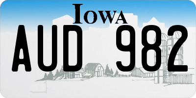 IA license plate AUD982