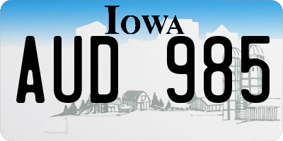 IA license plate AUD985
