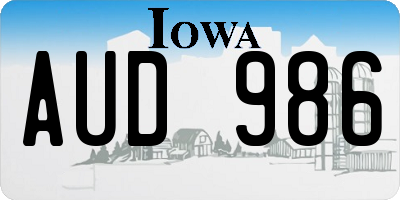 IA license plate AUD986