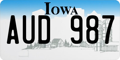 IA license plate AUD987