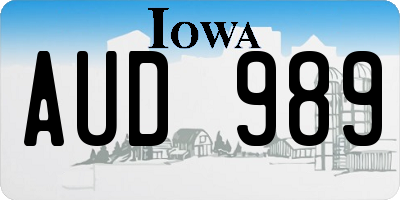 IA license plate AUD989