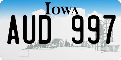 IA license plate AUD997