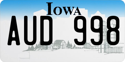 IA license plate AUD998