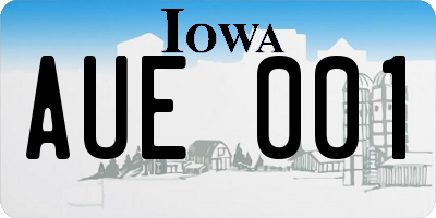 IA license plate AUE001