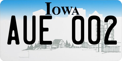 IA license plate AUE002