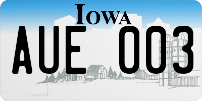 IA license plate AUE003