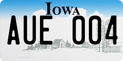 IA license plate AUE004