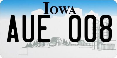 IA license plate AUE008