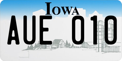 IA license plate AUE010