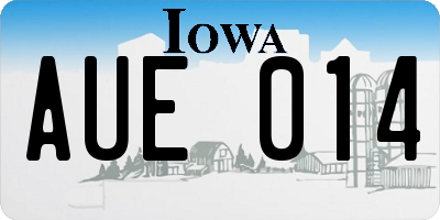 IA license plate AUE014