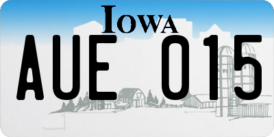 IA license plate AUE015