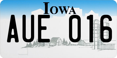 IA license plate AUE016