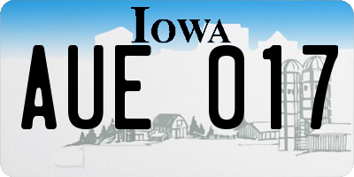 IA license plate AUE017