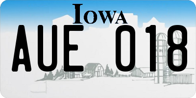 IA license plate AUE018