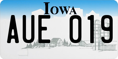 IA license plate AUE019